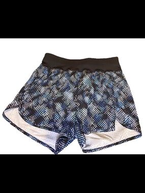 Zella Girl Blue/Black Geometric Print Athletic Shorts Girls XL 14/16